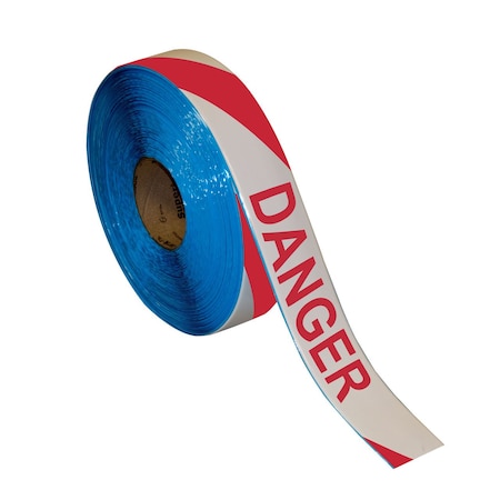 Superior Mark Floor Marking Message Tape, 2in x 100Ft , DANGER R/W Stripe IN-40-708I
